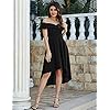 JASAMBAC-Womens-Off-Shoulder-High-Low-A-Line-Wedding-Guest-Party-Cocktail-Dress Skater Dress for Women Short Sleeve Off Shoulder Formal Homecoming Vintage A Line Dresses with Pockets Black L