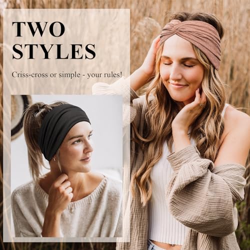 Kavya Haarband Damen Stirnband Damen 4er Pack – 7'' Extra Breit Haarbänder Dünn, Elastische Kopftuch Weiche Boho Mehrfarbig Headband, für Yoga, Kosmetik, Sport & Haarschmuck Sommer