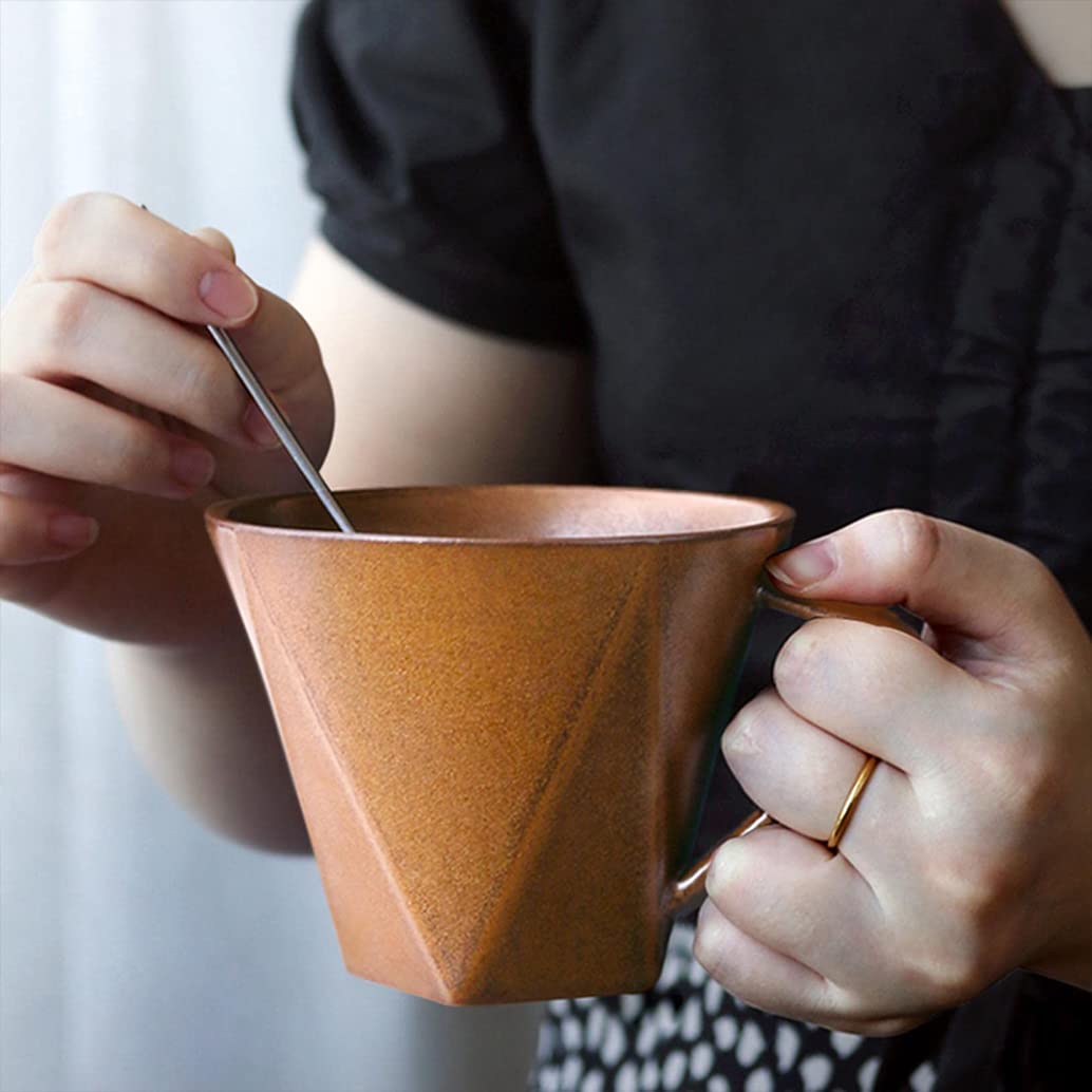 Ceramiczny kubek do kawy, duży prosty retro kubek do herbaty z uchwytem do cappuccino, kubek na mleko unikalny porcelanowy kubek do domu/biura, nadaje się do zmywarki i kuchenki mikrofalowej, wyjątkowy prezent pomarańczowy-295 ml