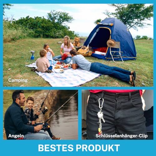 Der Traum 12 Stück Karabinerhaken Edelstahl, Carabiner, 5 x 50mm – Karabiner mit Belastbarkeit von 110 KG – Ideal für Schlüsselanhänger, Camping, Wandern, Reisen, Angeln, Rucksack (Silber)