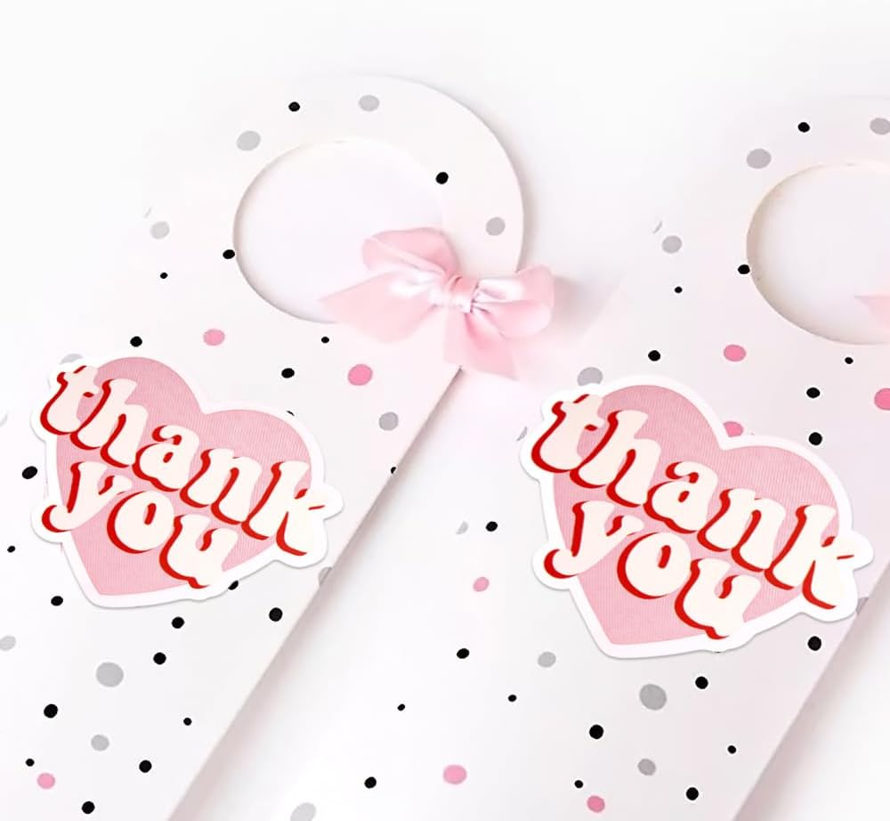 2.4 Inch Pink Heart Shaped Thank You Stickers 2 Rolls for Small Business 240 Pcs Large Personalized Self-Adhesive Sealing Stickers Labels image 4