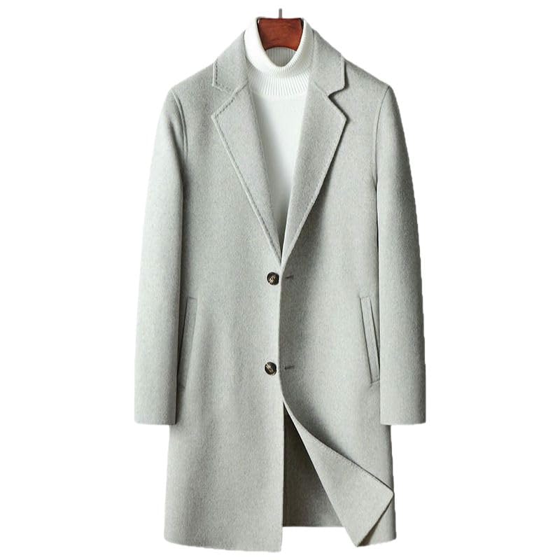 Gabardina de lana para hombre abrigo largo medio de invierno 5