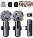 ZOPPLM Wireless Mini Microphone for iPhone - 2 Pack Lavalier Bluetooth Microphone for Video Recording, 2 in 1 Noise Reduction Lapel Mic for Ipad, Android,Clip-on Mini Mic for Content Creators Podcast