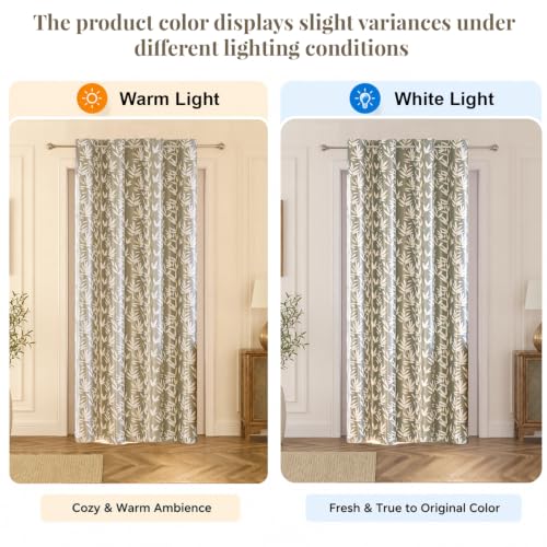Image of HOKIPO Luxe Foliage Foil Printed Curtains 7 Feet Long 1 Panel, Taupe