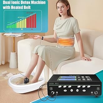 Dual Ionic Foot Bath Detox Machine, Ion Cleanse Detox Foot Spa Set of 2 with Arrays, Heated Waist Belt | 5 Detox Modes, Time Preset
