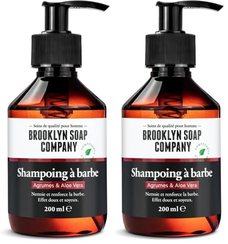Brooklyn Soap Company, Shampooing à barbe 200 ml - Savon à barbe pour hommes pour le nettoyage quotidien & les soins de la barbe - Réduit les pellicules &...