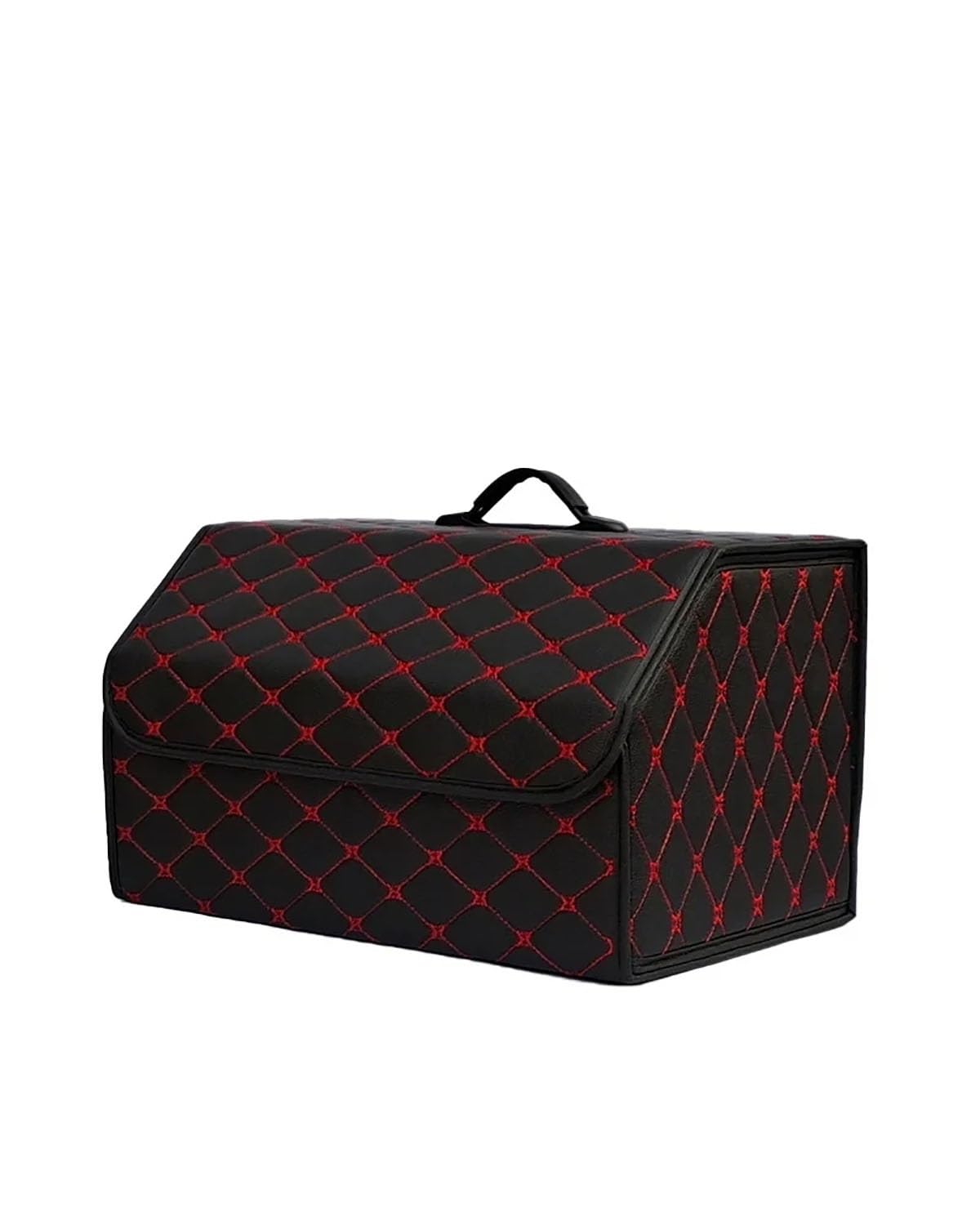 Mxddwlkj Black/Red Boot Organiser Car Trunk Organizer Box Large Capacity Auto Multiuse Tools Storage Bag Stowing Tidying Leather Folding For Emergency Storage Box Car Boot Organiser( Line L)