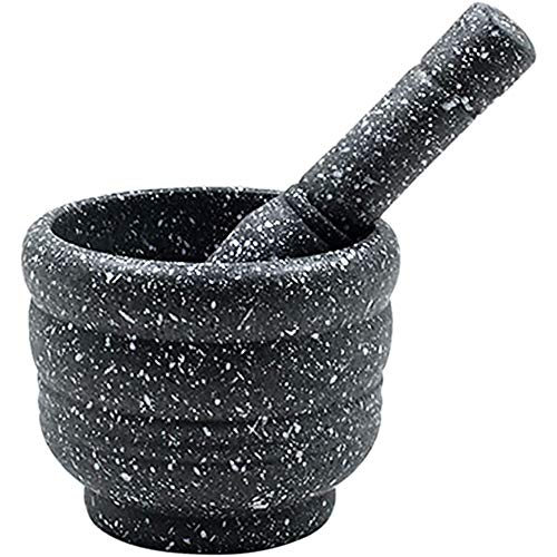 Leoyee Household and Kitchen Garlic Masher, Garlic Press, Mortar and Pestle Set (Granite)