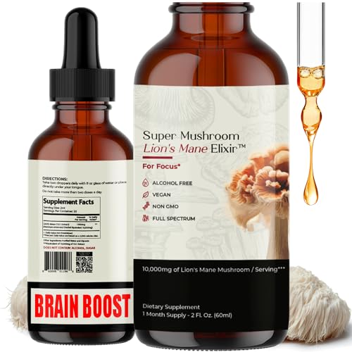 Auri Nutrition Lion’s Mane Liquid Elixir - Brain Supplements for Memory and Focus with Functional...