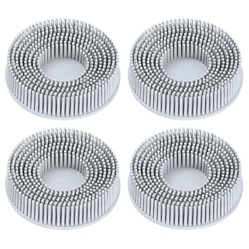 Image of HARFINGTON 4pcs Bristle Disc 3 inch 120 Grit R-Type Abrasive Brush Coarse Bristle Disc Deburring Electric Disc Brush Attachment Abrasive Coating Removal Disc for Metal, Gray