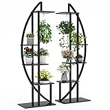 Tribesigns 5-Tier Plant Stand Pack of 2, Multi-Purpose Curved Display Shelf Bonsai Flower Plant Stand Rack for Garden, Patio, or Balcony, Home Use (Black)