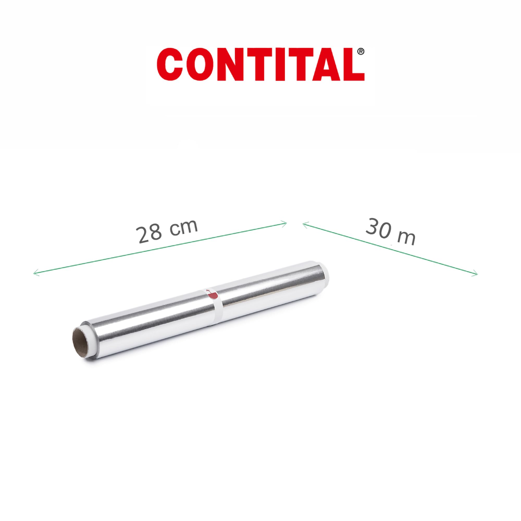 CONTITAL Rotolo Alluminio per Alimenti | 28 cm x 30 mt | Accessori Cucina Indispensabili, Carta Stagnola Alimenti, Pratica per Cucina e Conservazione - Con Astuccio