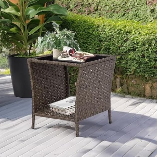 Fizzeey 901N Outdoor Side Table - Outdoor Wicker End Side Tables thumb #4