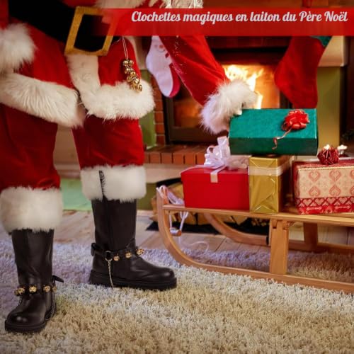 FENXIXIONE 2 Pcs Noël Père Noël Bottes Cloches en Laiton pour Halloween Noël Costume De Noël Noir Et Jaune (2 pièces) – vue 5