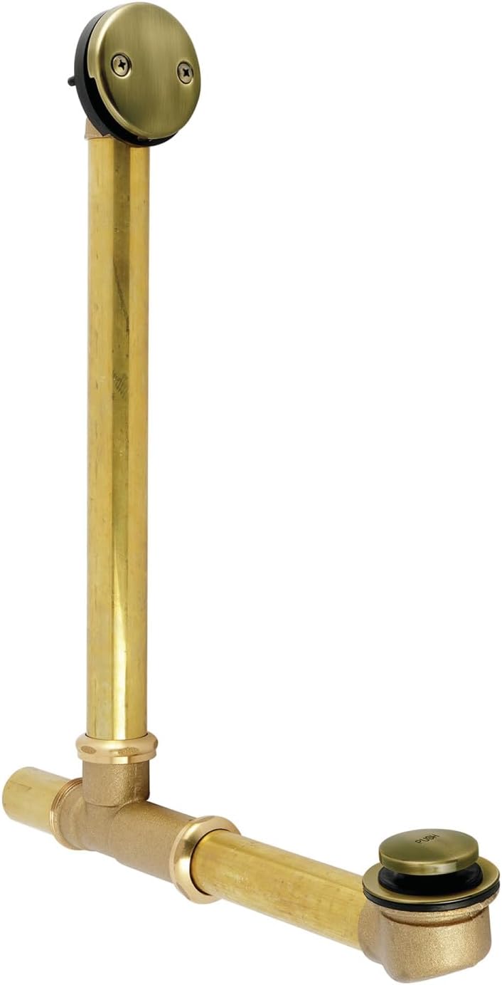 Kingston Brass DTT2163 21" Tip-Toe Tub Waste and Overflow Drain, 20 Gauge, Antique Brass
