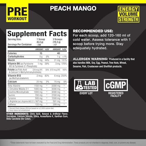 Image of ALLMAX IGNITER Sport, Peach Mango - 320 g - Pre-Workout Formula - with Caffeine, L-Citrulline, L-Arginine, Creatine & Beta Alanine - Up to 50 Servings