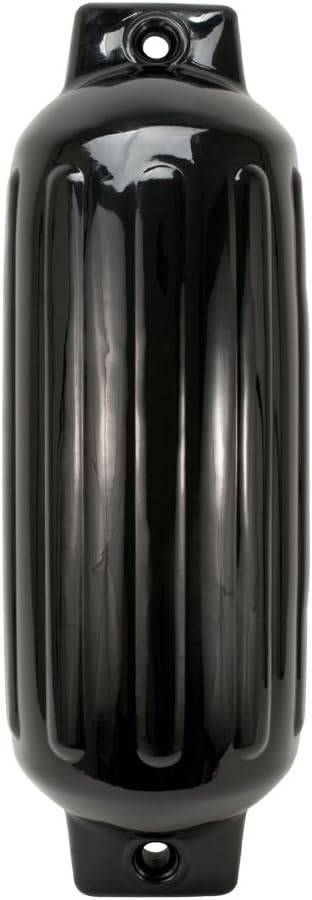 Solid Tech 4 Boat Fender Black Twin-Eye Ribbed 27" x 8.5" Bumber Heavy Duty Dock Protection