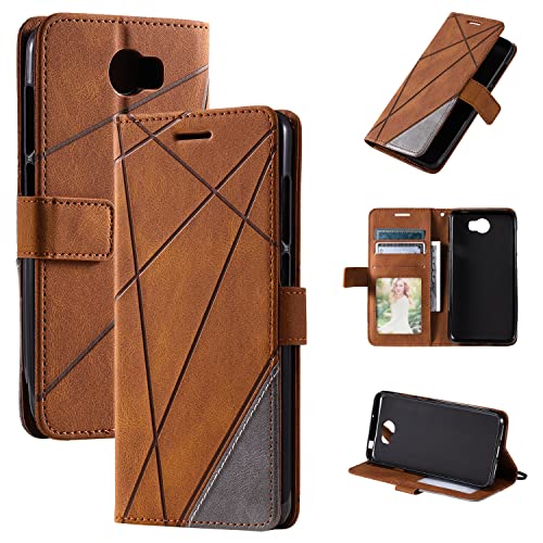 Cover per Huawei Y6 II Compact,Custodia per Huawei Y5II,Custodia in Pelle Custodia per Huawei Y6II Compact LYO-L01 LYO-L21 / Y5 II CUN-L01 CUN-L03 CUN-L23 CUN-L33 Custodia Cover Case Brown