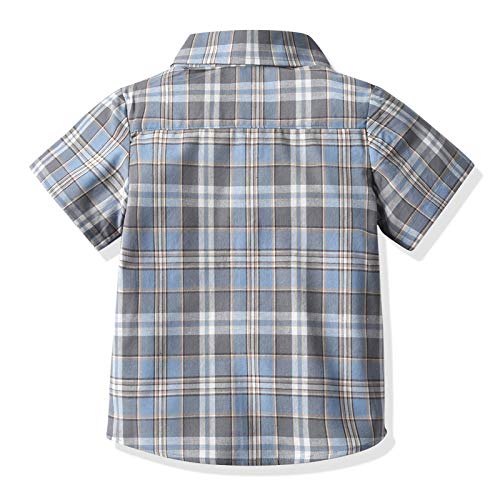 Toddler Baby Boys Hawaiian Shirts Button Down Short Sleeve Striped Plaid Print Bow Tie Casual Tops T-Shirt #TOP2