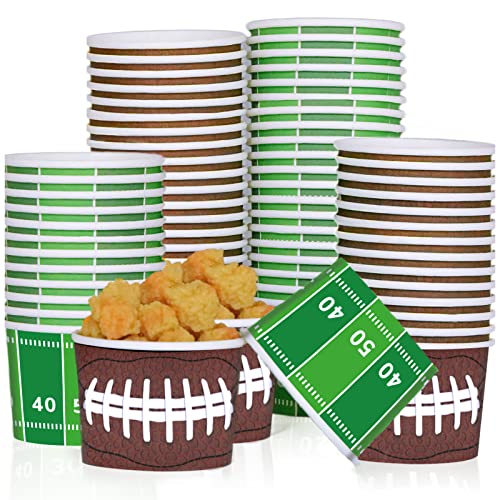 gisgfim Football Party Snack Bowls Supplies for 50 Guests Disposable 9 oz Football Chili Serving Snack Bowls Paper Treat Cups Bucket for Game Day Sports Events Food Birthday Party