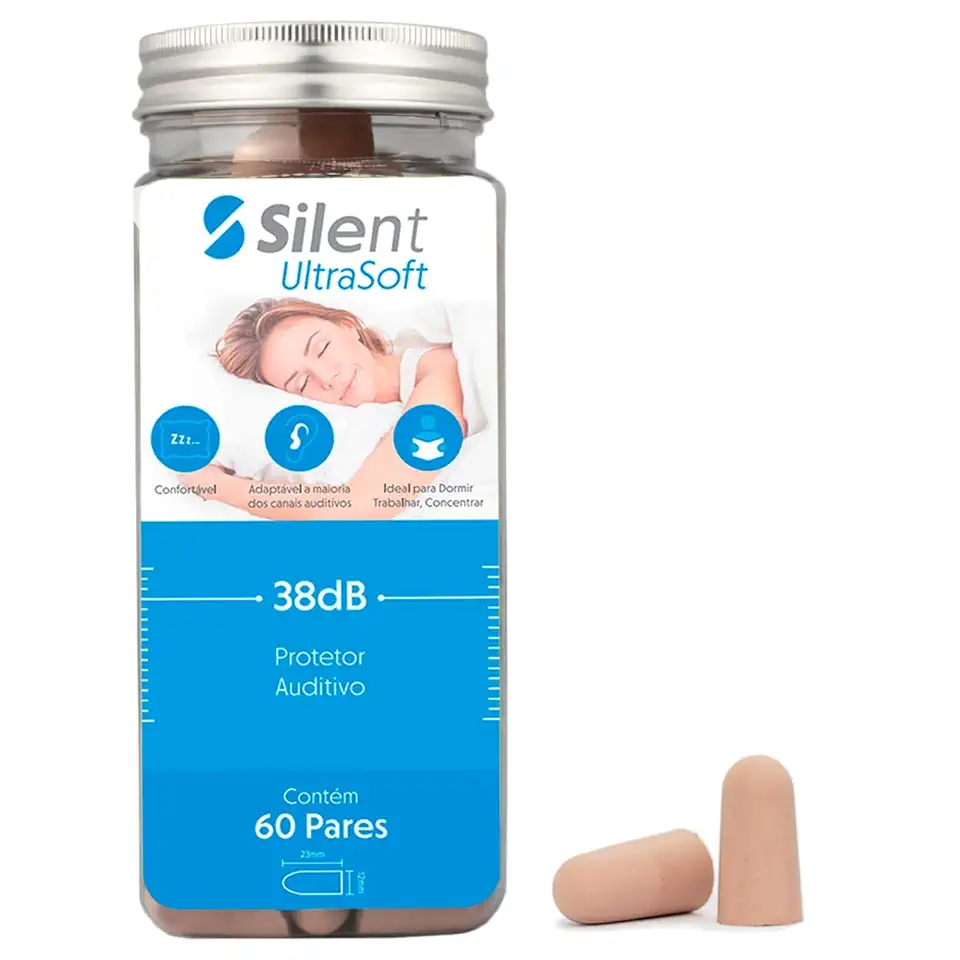 Protetor Auricular Silent Ultra 60 Pares 38dB mais alto NRR, Protetor de ouvido confortáveis ​​para dormir, viajar, concertos, estudar, ruído alto, trabalhar (Bege)