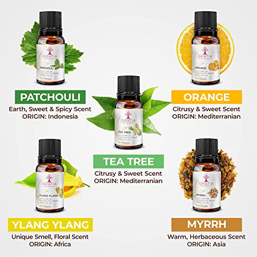 Gratia Naturals Pure Essential Oils For Diffusers Humidifiers, 14X10Ml Aromatherapy Relaxing Oil Gift Set, Calming Scents Of Lavender, Eucalyptus, Tea Tree & More For Scented Soap & Candle Making #TOP2