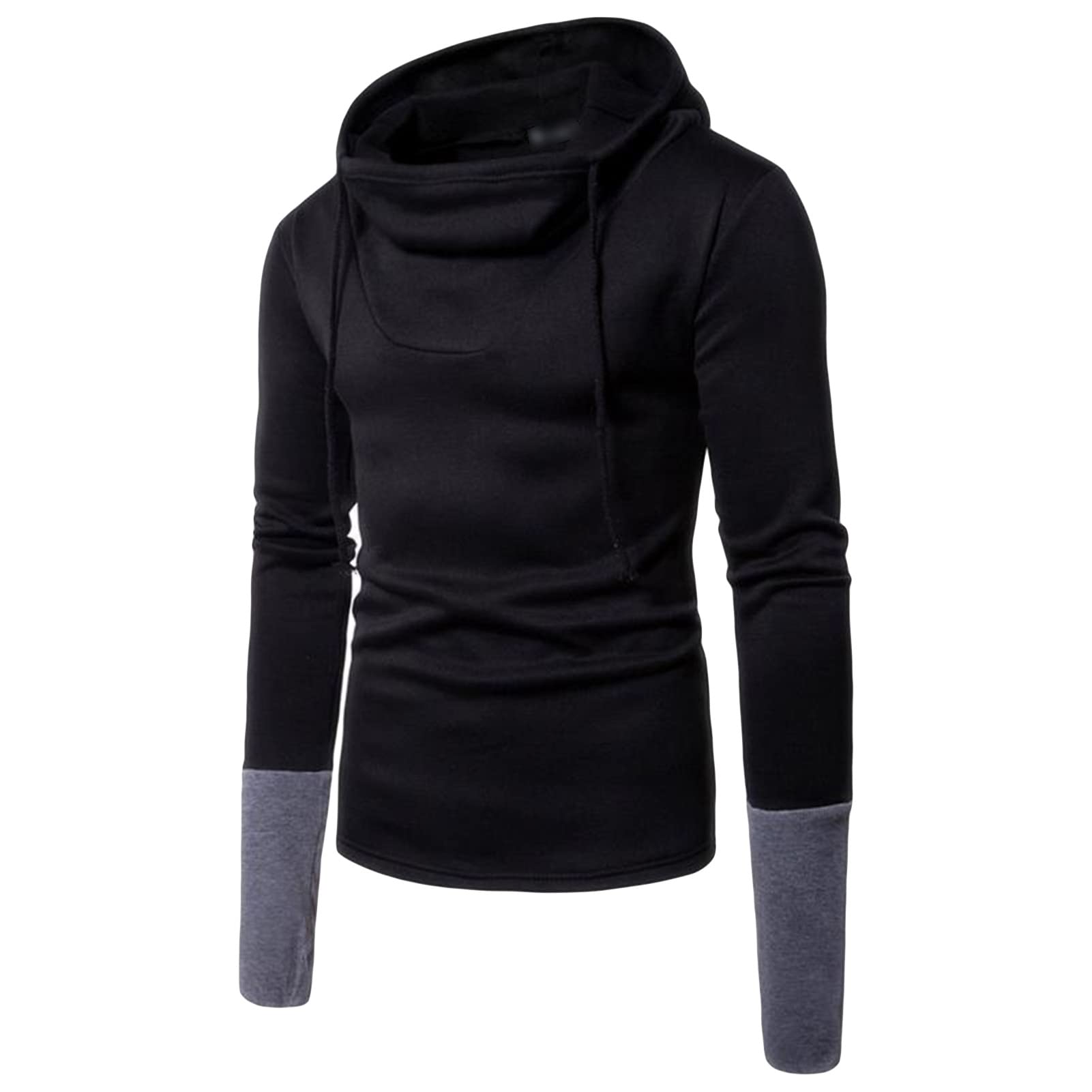 Maiyifu-GJ Men's Novelty Color Block Pullover Hoodie Long Sleeve Sports Hooded Sweatshirt Casual Soft Blend Fleece Hoodies (Black,Medium)