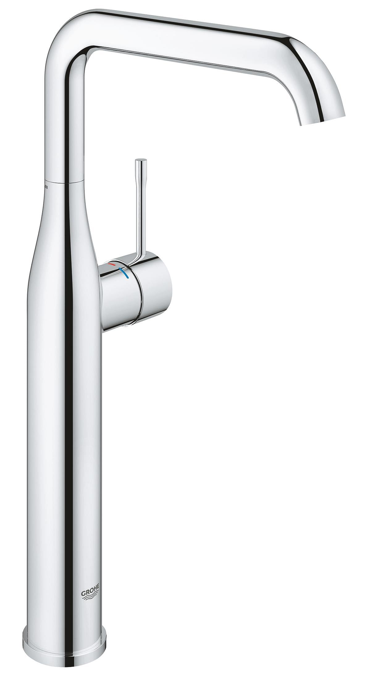 GROHE Essence, Waschtischarmatur hoch, wassersparend (Wasserhahn für das Bad, 36cm hoch, ideal für die Montage hinter dem Waschbecken, einfache Installation), chrom, 32901001