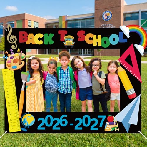 Tranqun Back to School Decorations Photo Props Frame 70.9 x 53.4 First Day of School Blackboard Photo Booth Frame First Day of Picture Selfie Classroom Welcome Decorations