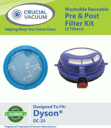 Think Crucial Replacement Vacuum Filter Kit – Compatible with Dyson Part # 916188-05 & 914790-01 Pre & Post-Motor Filter – Fits Most Dyson DC25 Vacuum Models – (1 Kit)