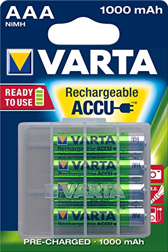 Rechargeable Ready2Use vorgeladener Micro Ni-Mh Akku (AAA, 1000mAh, 4-er Pack), wiederaufladbar ohne Memory-Effekt - sofort einsatzbereit,