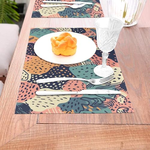 Sets de table tissés graffiti : protection table à manger lavable et résistante - 5