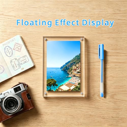 Meetu Acryl-Bilderrahmen, 8,9 x 12,7 cm, Tisch-Bilderrahmen, magnetisch, doppelseitig, freistehend, für Dokumente, Zertifikate, Fotos… – Ansicht 6