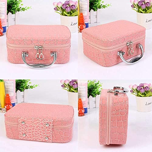 Image of Barebeauty Cosmetic Suitcase Makeup Bag Stone Pattern, Travel Makeup Bag for Female, Korean Style Beauty Accessories Storage Box, Makeup Organizer Case