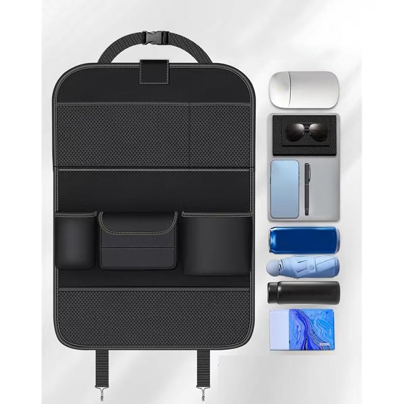 Organizer Sedile Posteriore Auto per Fiat Fullback Cross, Impermeabile Organizzatore Pelle Multi-Tasca Protezione Sedile Auto Accessori,A-2PCS