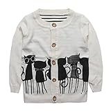 eTree Boys' Girls' Cashmere Cat Pattern Round Collor Cardigan Sweater 3-7 Years