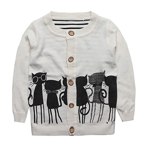 eTree Boys' Girls' Cashmere Cat Pattern Round Collor Cardigan Sweater 3-7 Years