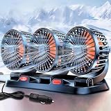 Shengruili Auto Ventilator,12-V-Autolüfter mit drei Köpfen,360° drehbarer Dreikopfventilator,Auto Kfz Lüfter,Autolüfter,Auto Ventilator für Rücksitz,RV, LKWs, SUV