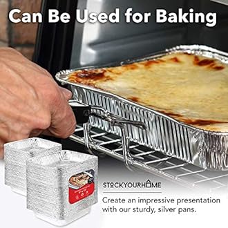 Stock Your Home Aluminum Pans 9x13 Disposable Foil Baking Pans (Pack Of 100) - Half Size Steam Table Deep Pans - Tin Foil Pans Great for Cooking, Heating, Storing, Prepping Food