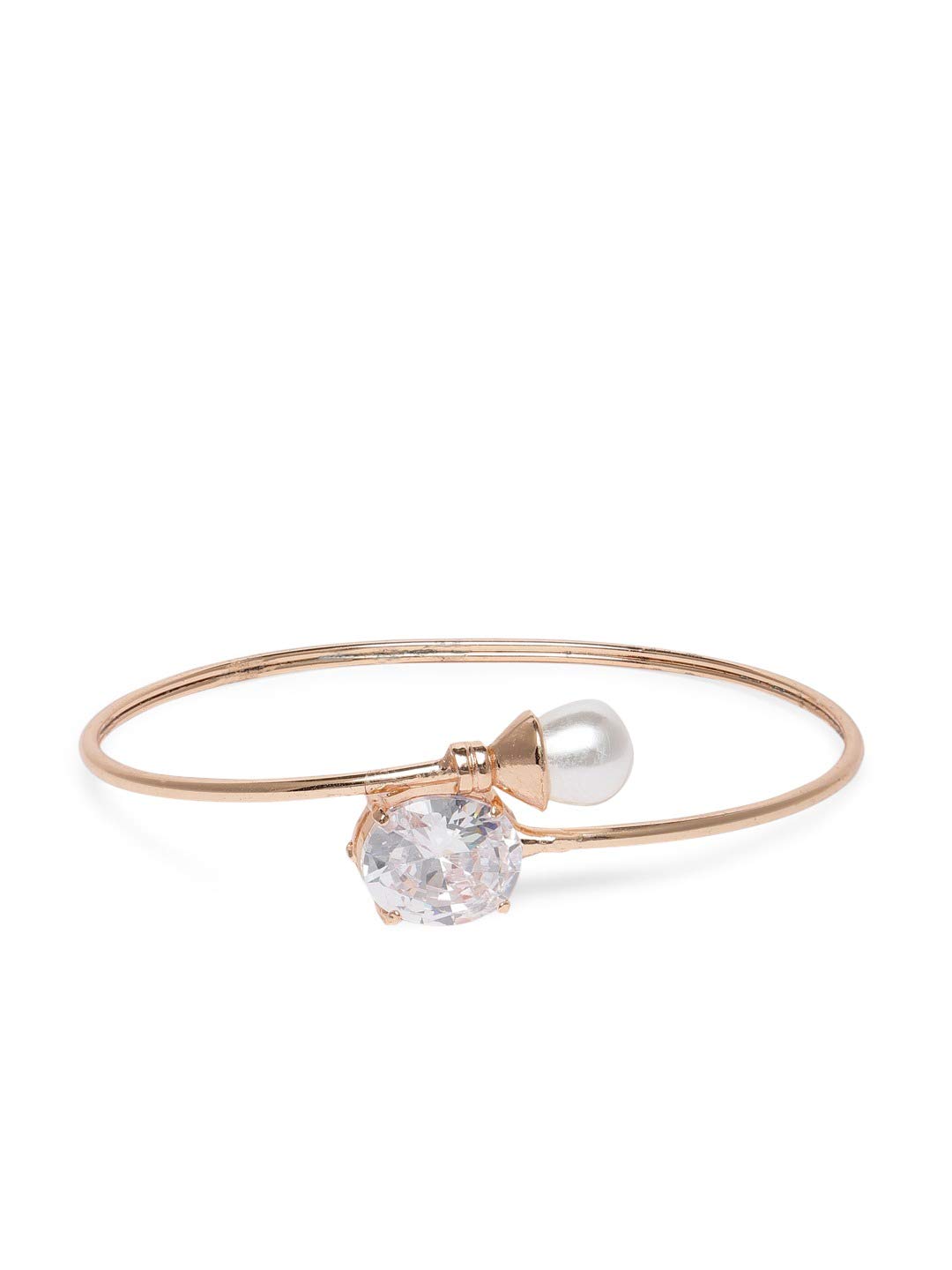 ZAVERI PEARLS Rose Gold Diamond & Pearl Contemporary Bangle Style Brass Kada For Women-ZPFK9948 (B08TWRBCK2) Amazon Price History, Amazon Price Tracker