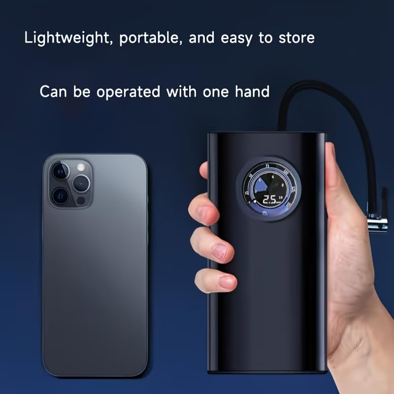 Image of Tire Inflator Portable Air Compressor, Portable Air Compressor with Digital Pressure Gauge, 3X Faster Inflation Cordless Air Pump for Car, Bike, Motorcycle, Ball (Not for Truck)