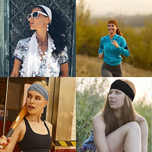 Image of DRESHOW Yoga Running Headbands for Women Elastic Non-Slip Headbands Sports Workout Hair Bands 16 Pack