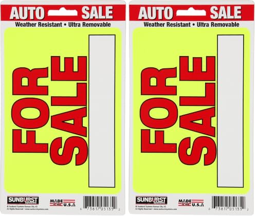 Image of Sunburst Systems 5135 for Sale Decal, Ultra-Removable Window Sticker, 6.5 inch x 4.5 inch (Pack of 2)