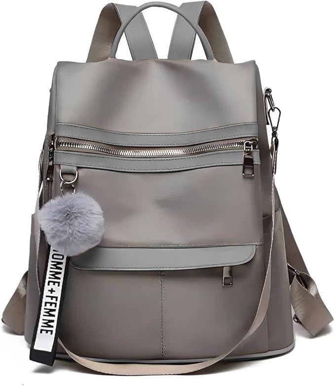 Bolsa Transversal Feminina Espaçosa Vira Mochila Anti Furto Dia a Dia Trabalho Alça Ajustável Blogueira - Marca VIBRANT ® (Cinza)