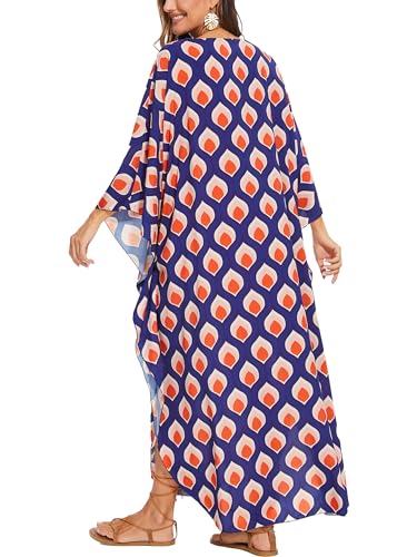 Image of Moss Rose Kaftan Dresses for Women V Neck Summer Swimsuit Cover up Caftan Maxi Beach Dresses
