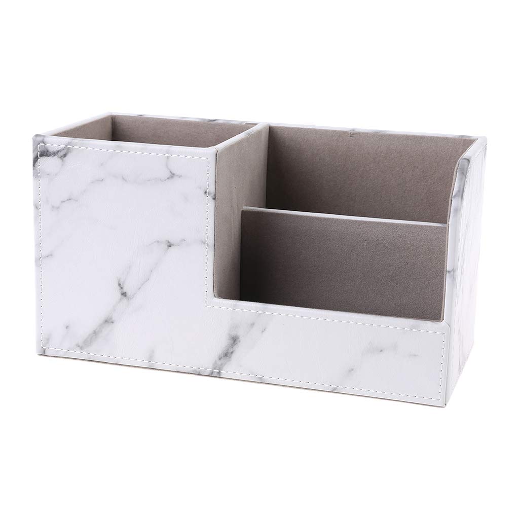 Boîte de rangement multifonction cuir marbré fournitures bureau stylos