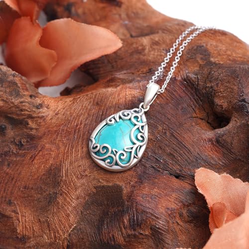 Genuine Turquoises Necklace 925 Sterling Silver Turquoises Filigree Necklace Western Nature Gemstone Turquoise Jewelry Gifts for Women3
