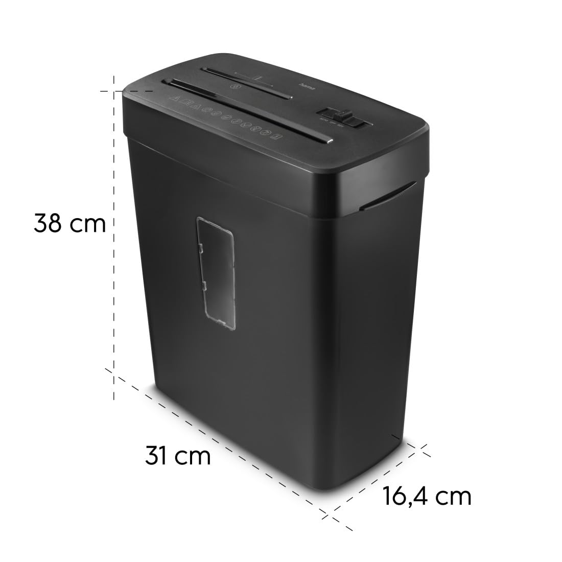 Hama Trituratore Carta Distruggidocumenti Carta DVD Graffette 5 Fogli A4 Lame Acciai Sicurezza Automatica/Off Funzione Ritorno Cestino 13L Sicurezza P5 T2 E2 O1 Nero