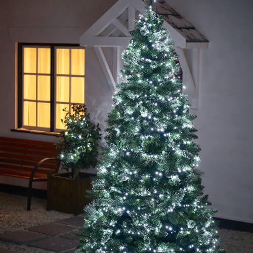 Image of Dazzle Bright 300 LED Christmas String Lights, 100 FT Connectable Waterproof String Lights Green Wire with 8 Modes, Christmas Decorations for Indoor Outdoor Xmas Party Yard Garden (White) (Pack of 2)