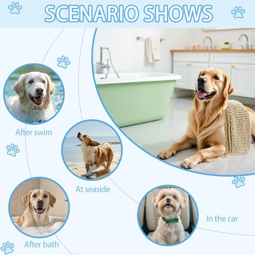 Image of OLANLY Chenille Dog Bath Towel 31x13, Ultra Absorbent Quick Dry Pet Towel, Extra Soft Washable Plush Towel for Large Dogs & Puppies, Indoor Outdoor Use, Beige